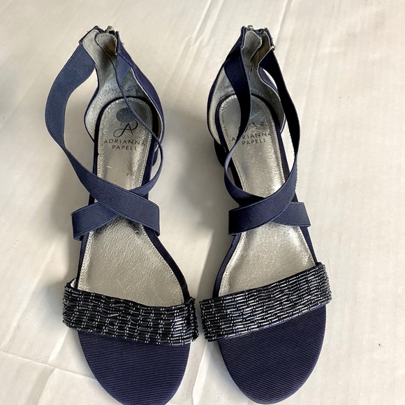 Adrianna Papell royal blue beaded shoes size 10.Beautiful beading. - Picture 3 of 13